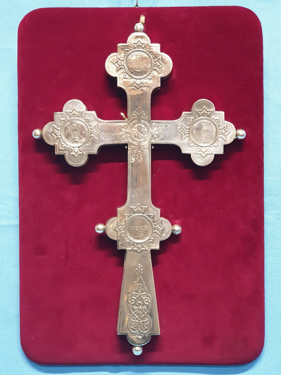 Croce in argento. Mosca 1892, assaggiatore A. Svetschin, argentiere Vassili Sikathev.-photo-2