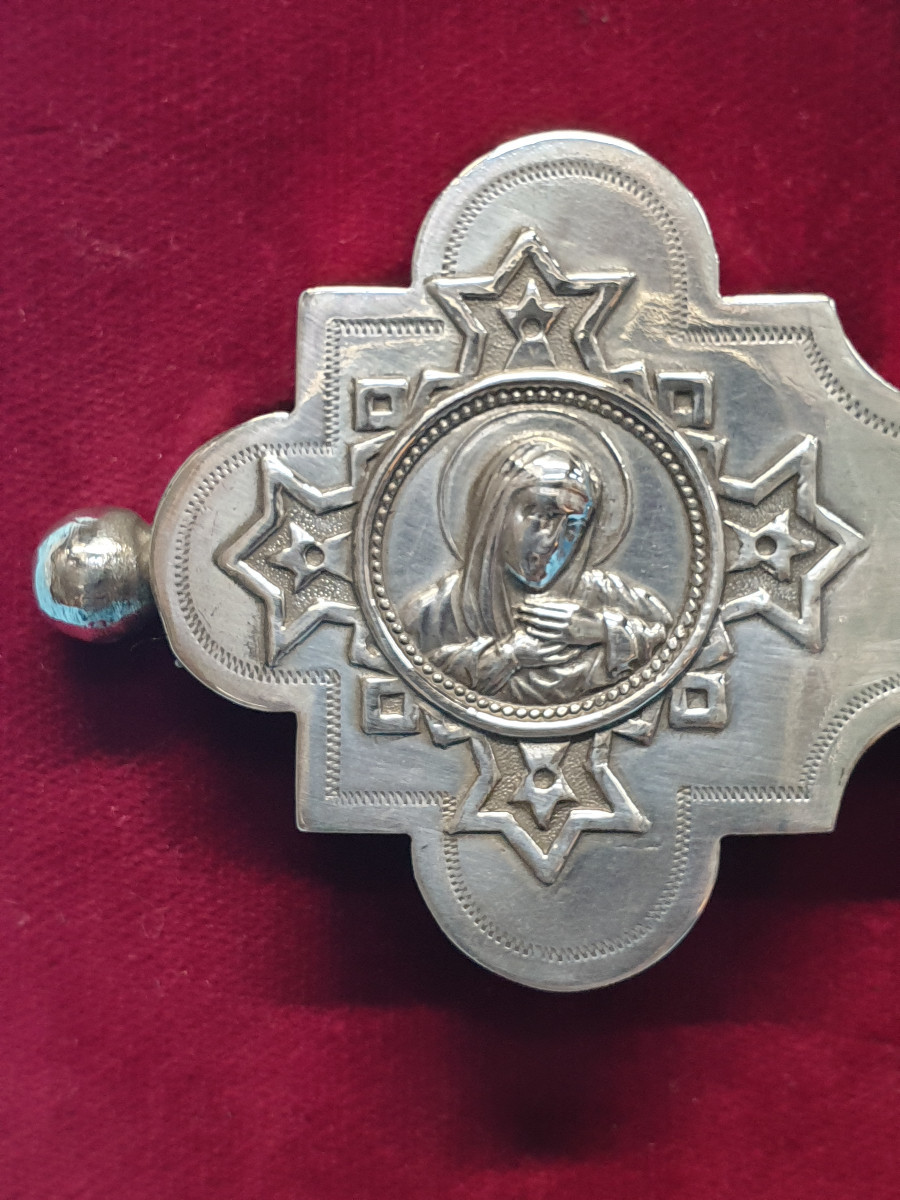 Croce in argento. Mosca 1892, assaggiatore A. Svetschin, argentiere Vassili Sikathev.-photo-1