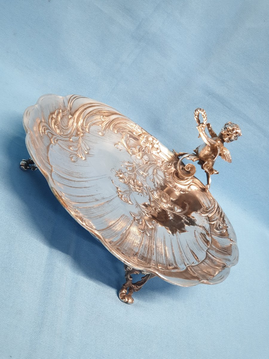 Centrotavola in argento  a forma di conchiglia con putto. Germania, fine XIX secolo.-photo-6