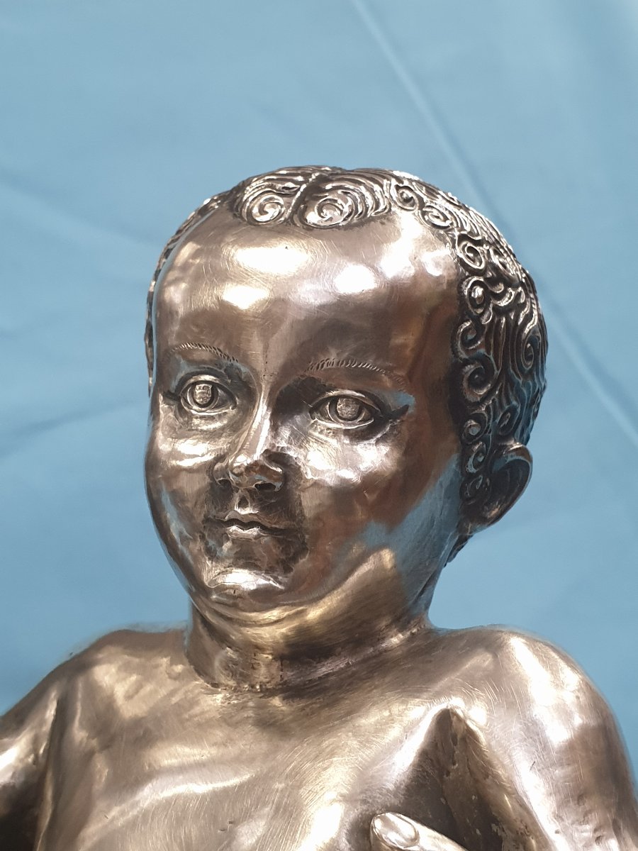 Scultura in argento, Madonna con bambino. Portogallo, Porto, David Ferreira, XIX-XX secolo-photo-3