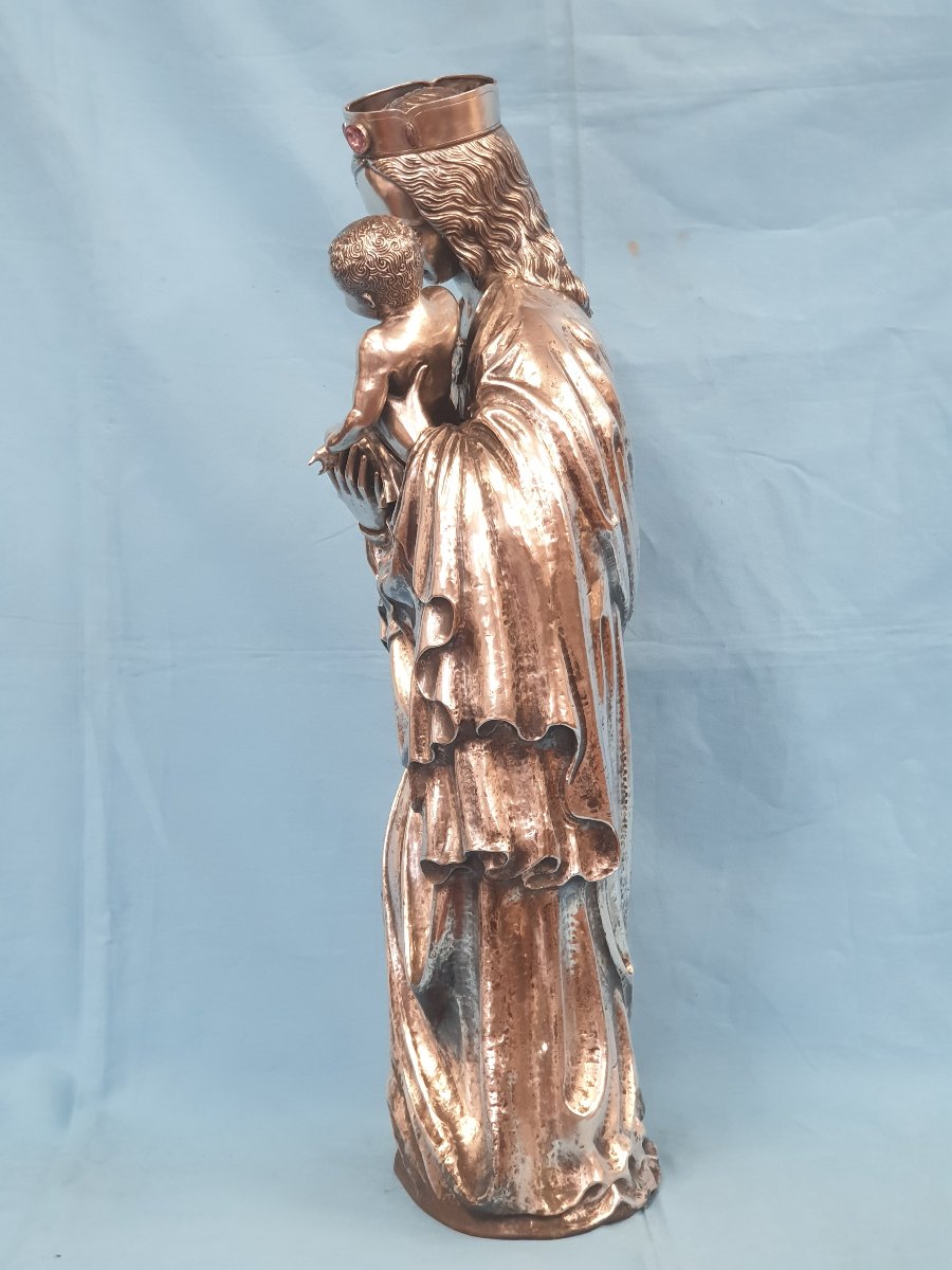Scultura in argento, Madonna con bambino. Portogallo, Porto, David Ferreira, XIX-XX secolo-photo-1