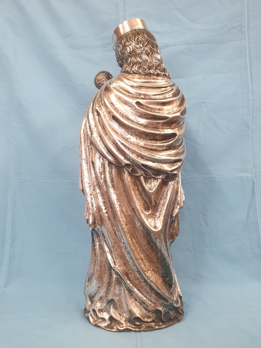 Scultura in argento, Madonna con bambino. Portogallo, Porto, David Ferreira, XIX-XX secolo-photo-2