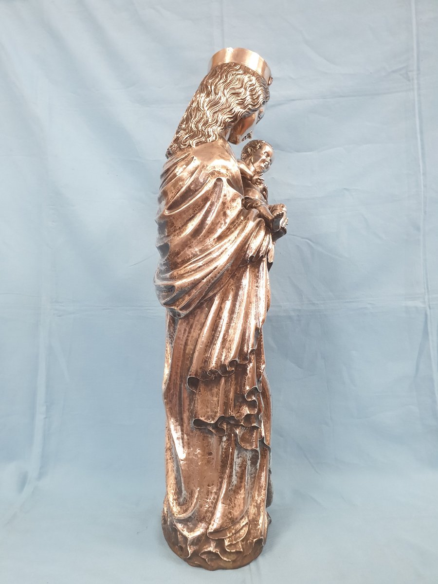 Scultura in argento, Madonna con bambino. Portogallo, Porto, David Ferreira, XIX-XX secolo-photo-3