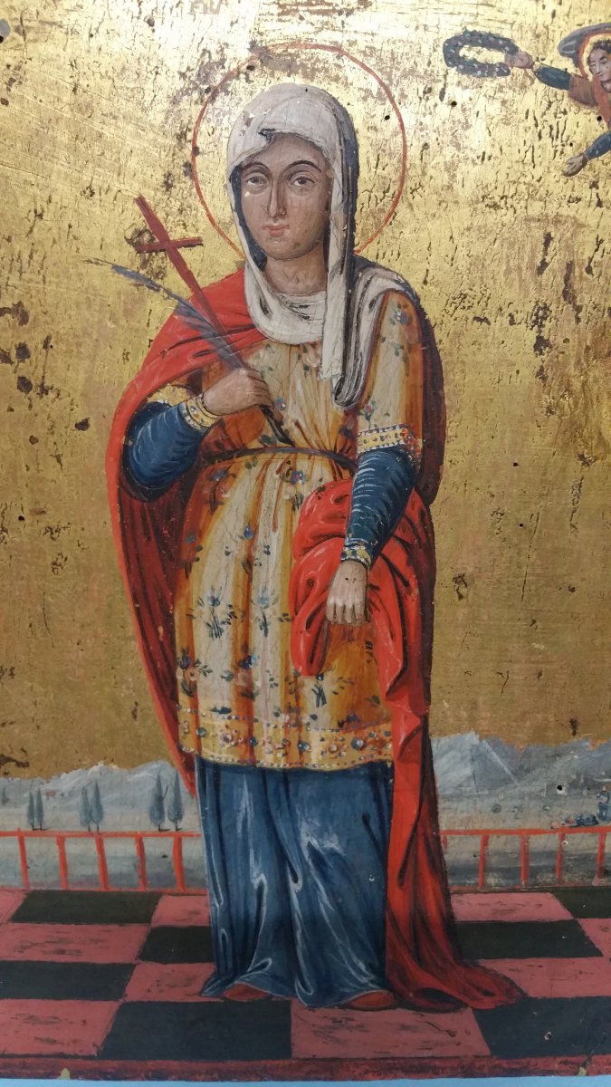 Icone Représentant Une Sainte (eulalia?), XIX Siecle-photo-2