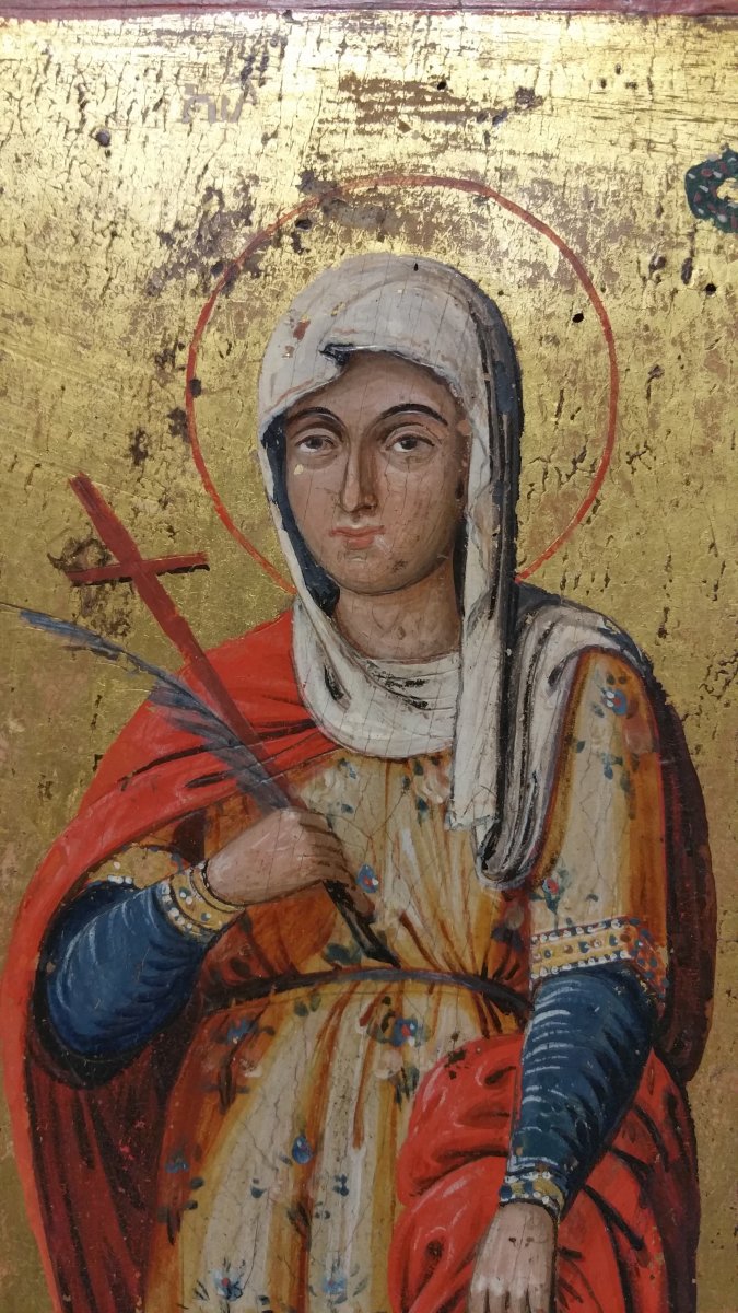 Icone Représentant Une Sainte (eulalia?), XIX Siecle-photo-3