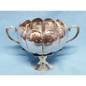 Bichierografia. Coppa centrotavola in argento. Firenze, XX secolo, argentiere Pampaloni