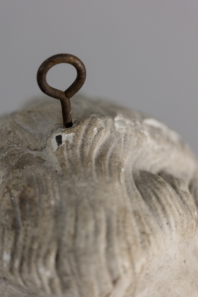 Scultura in gesso raffigurante testa di uomo - anni '60-photo-1