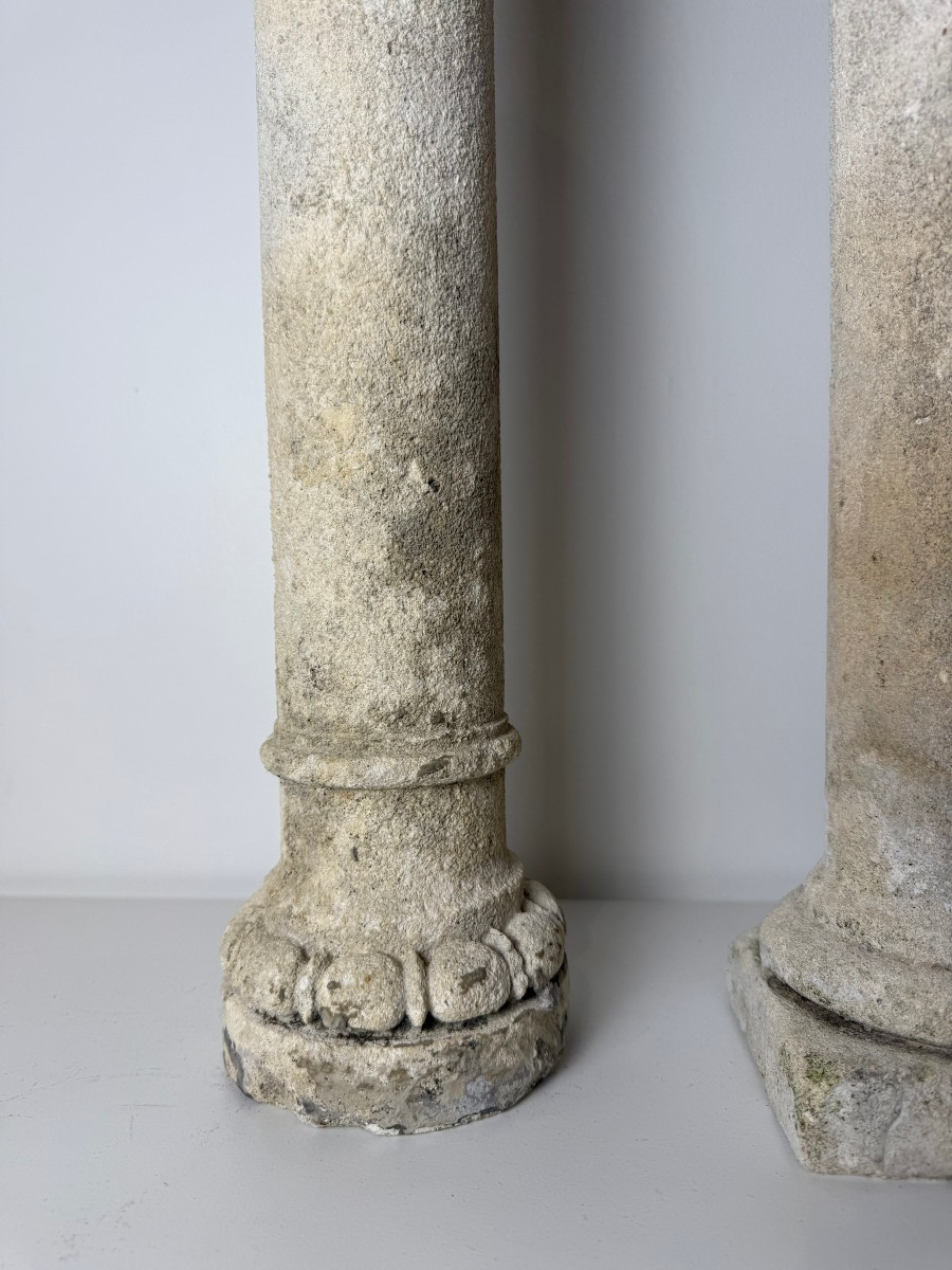 Frammenti di colonnine in pietra calcarea - XIX secolo -photo-1