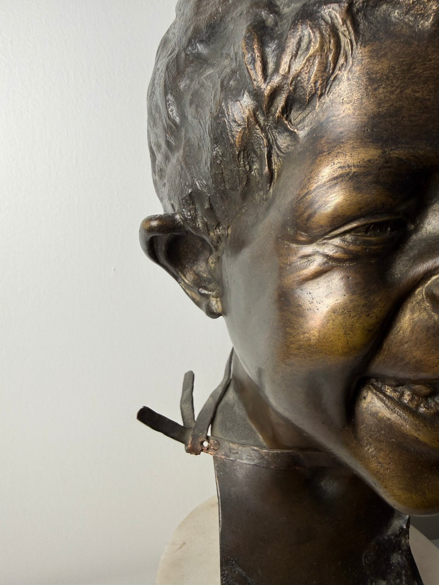 Scultura in bronzo raffigurante testa di scugnizzo napoletano - fine XIX secolo-photo-2