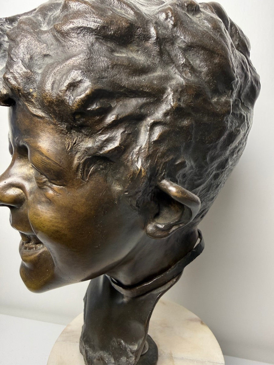 Scultura in bronzo raffigurante testa di scugnizzo napoletano - fine XIX secolo-photo-4