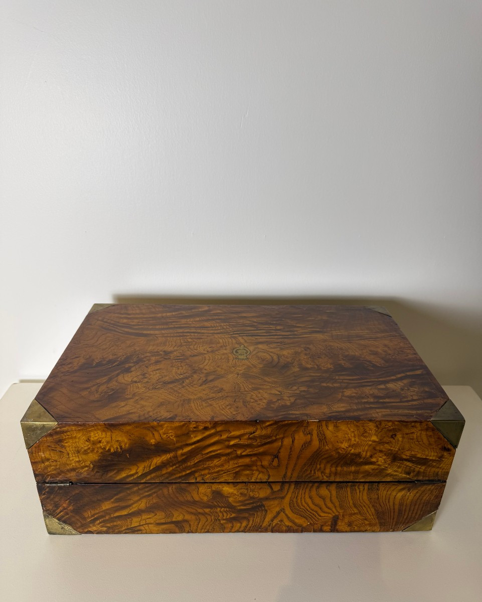 Scrittoio da viaggio in radica di noce - XIX secolo-photo-8