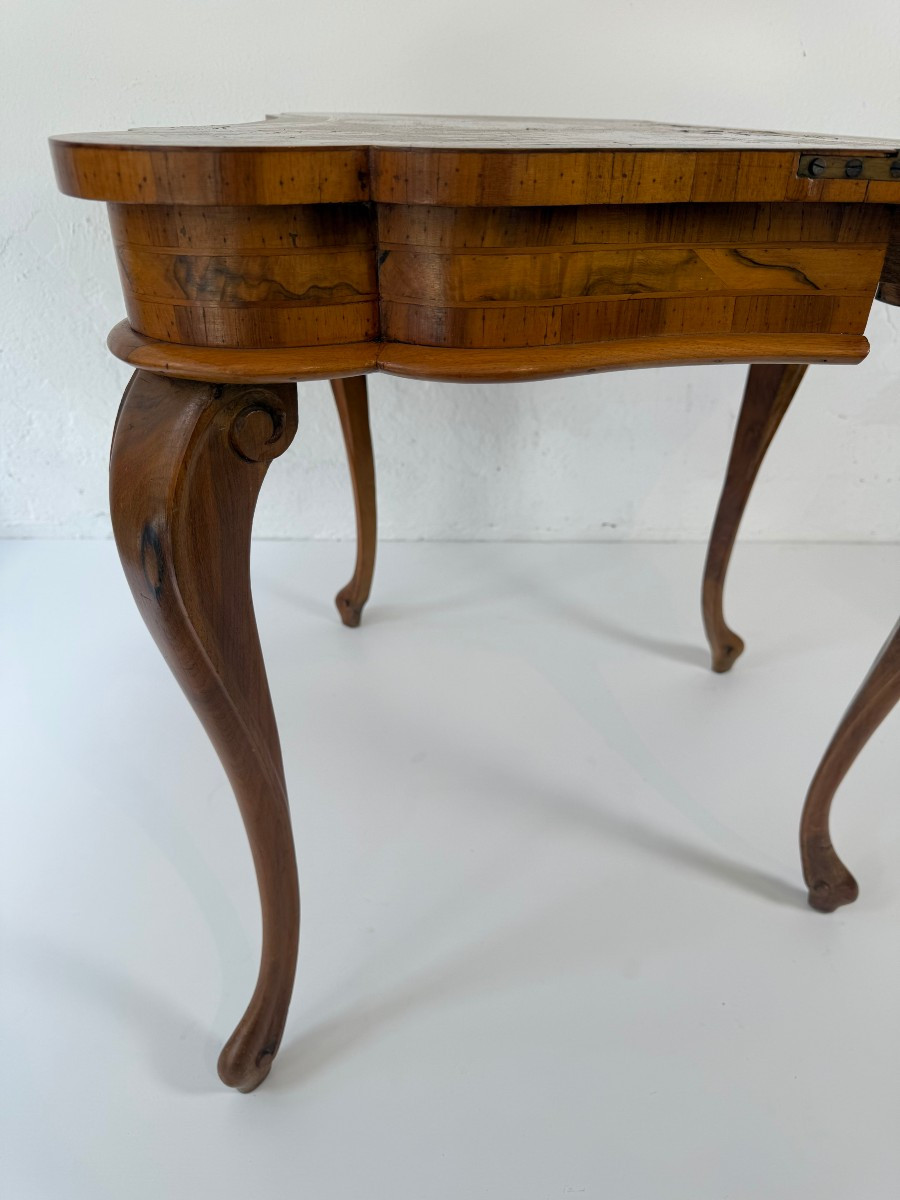 Tavolo da gioco in radica di noce - Italia XIX secolo -photo-1
