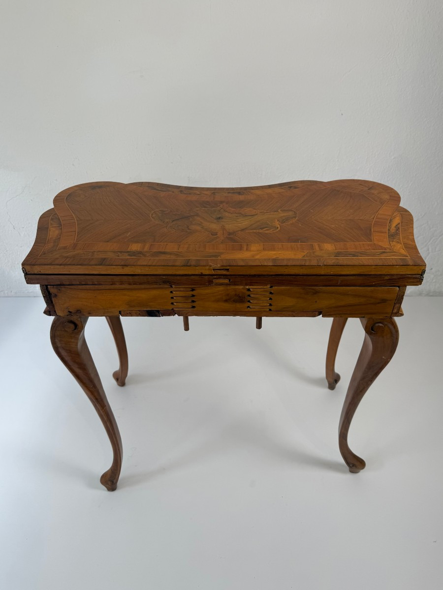 Tavolo da gioco in radica di noce - Italia XIX secolo -photo-7