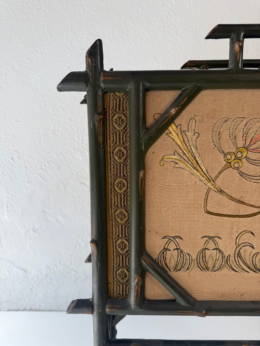 Portariviste in stile Chinoiserie in legno e seta - inizio XX secolo-photo-3