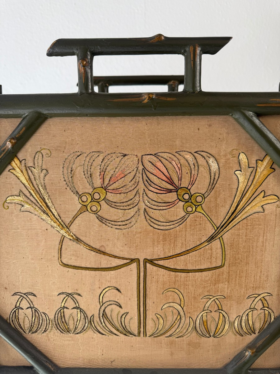 Portariviste in stile Chinoiserie in legno e seta - inizio XX secolo-photo-2