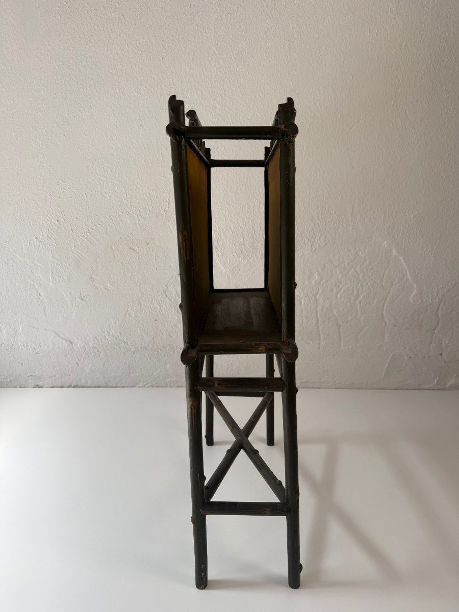 Portariviste in stile Chinoiserie in legno e seta - inizio XX secolo-photo-3