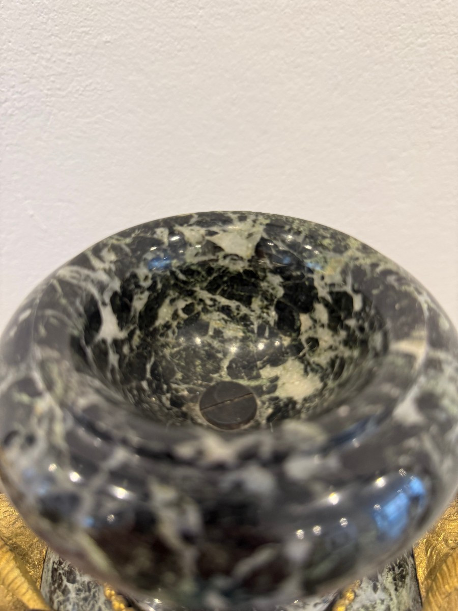 Vaso ornamentale in marmo verde e bronzo dorato - Francia XIX secolo-photo-5