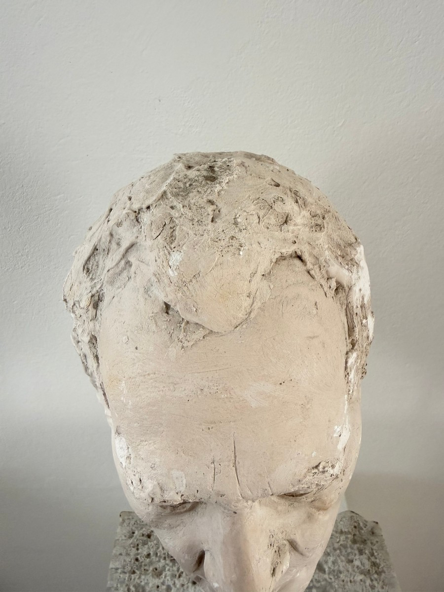 Scultura in gesso raffigurante il volto di un uomo - Italia, XX secolo-photo-1