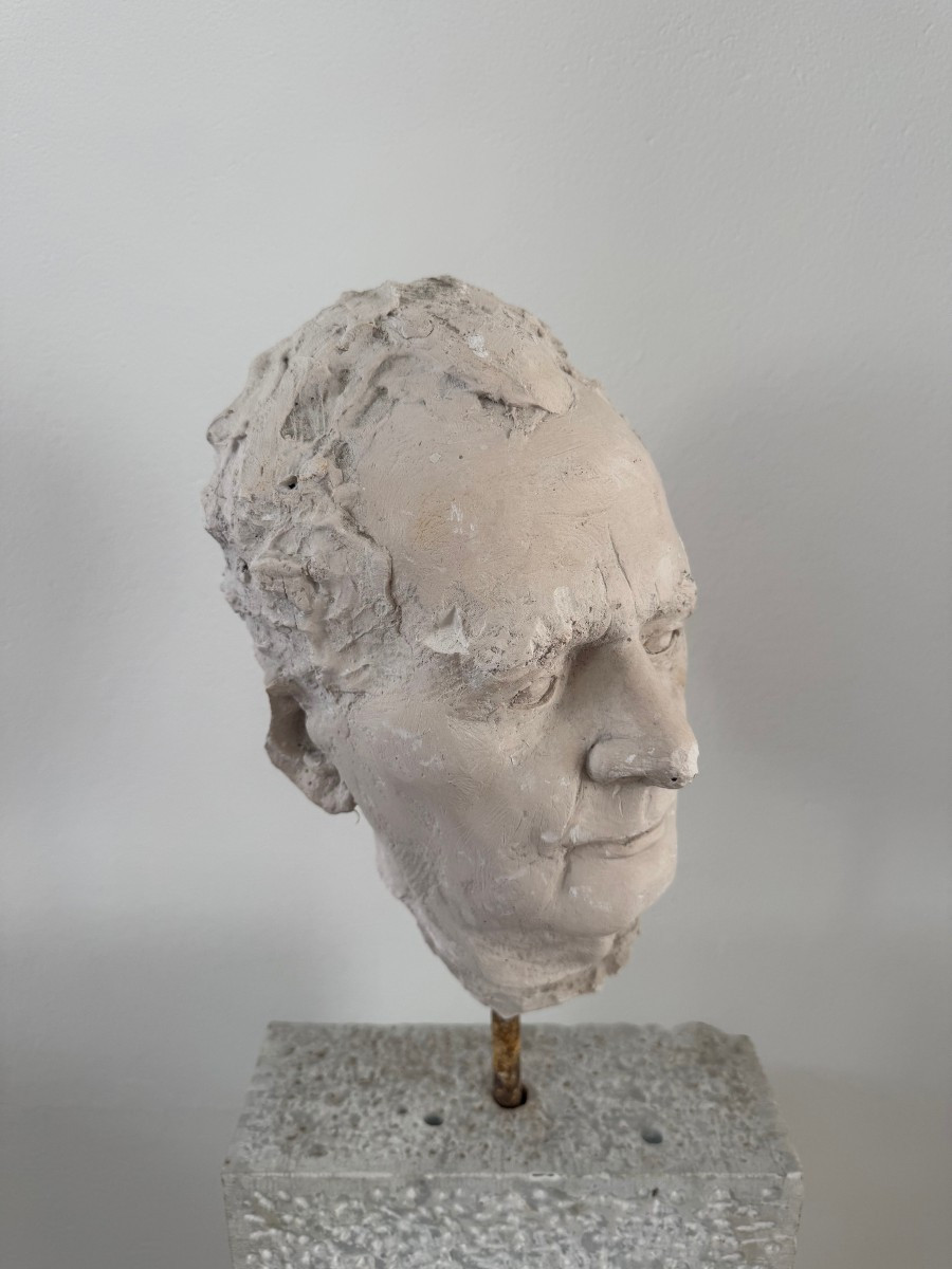 Scultura in gesso raffigurante il volto di un uomo - Italia, XX secolo-photo-3