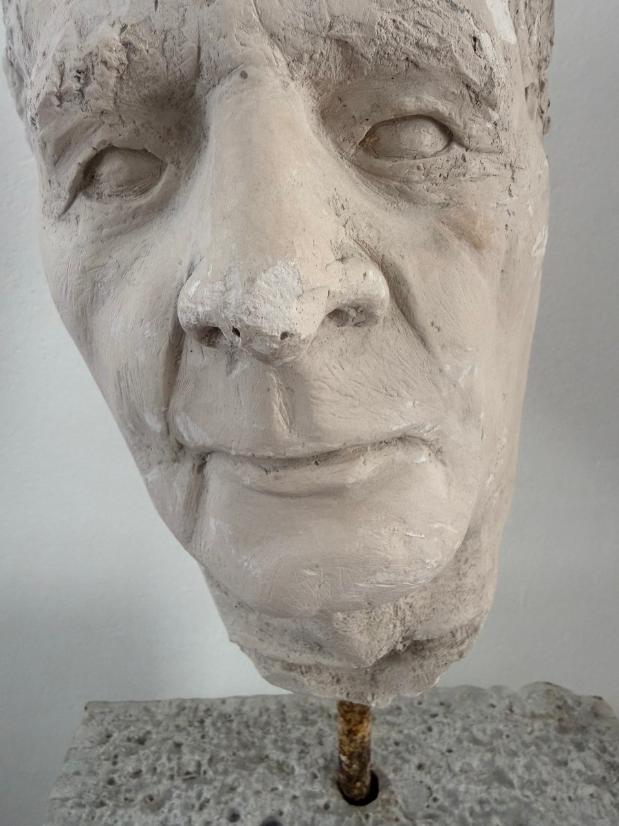 Scultura in gesso raffigurante il volto di un uomo - Italia, XX secolo-photo-4