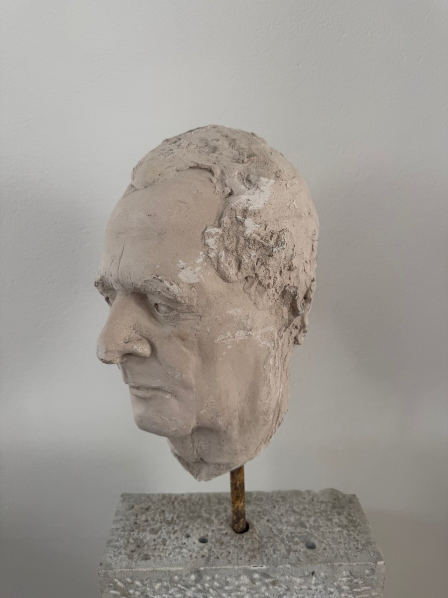 Scultura in gesso raffigurante il volto di un uomo - Italia, XX secolo-photo-5