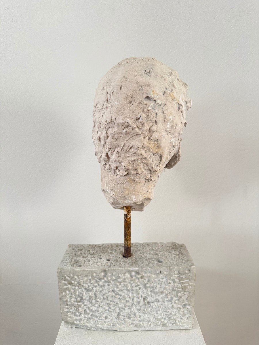 Scultura in gesso raffigurante il volto di un uomo - Italia, XX secolo-photo-7