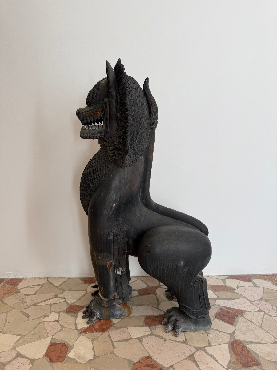 Coppia di leoni guardiani in bronzo - XIX secolo, Thailandia -photo-5