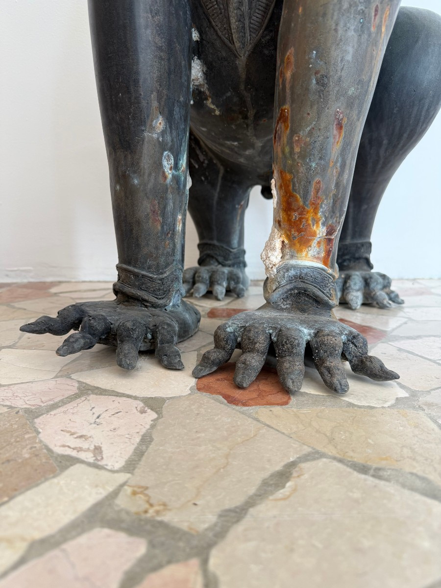 Coppia di leoni guardiani in bronzo - XIX secolo, Thailandia -photo-6