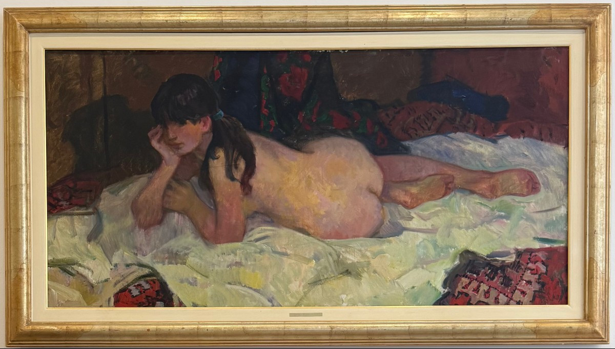 Aleksander Sedov (1928-2012) dipinto olio su tela raffigurante nudo di donna-photo-2