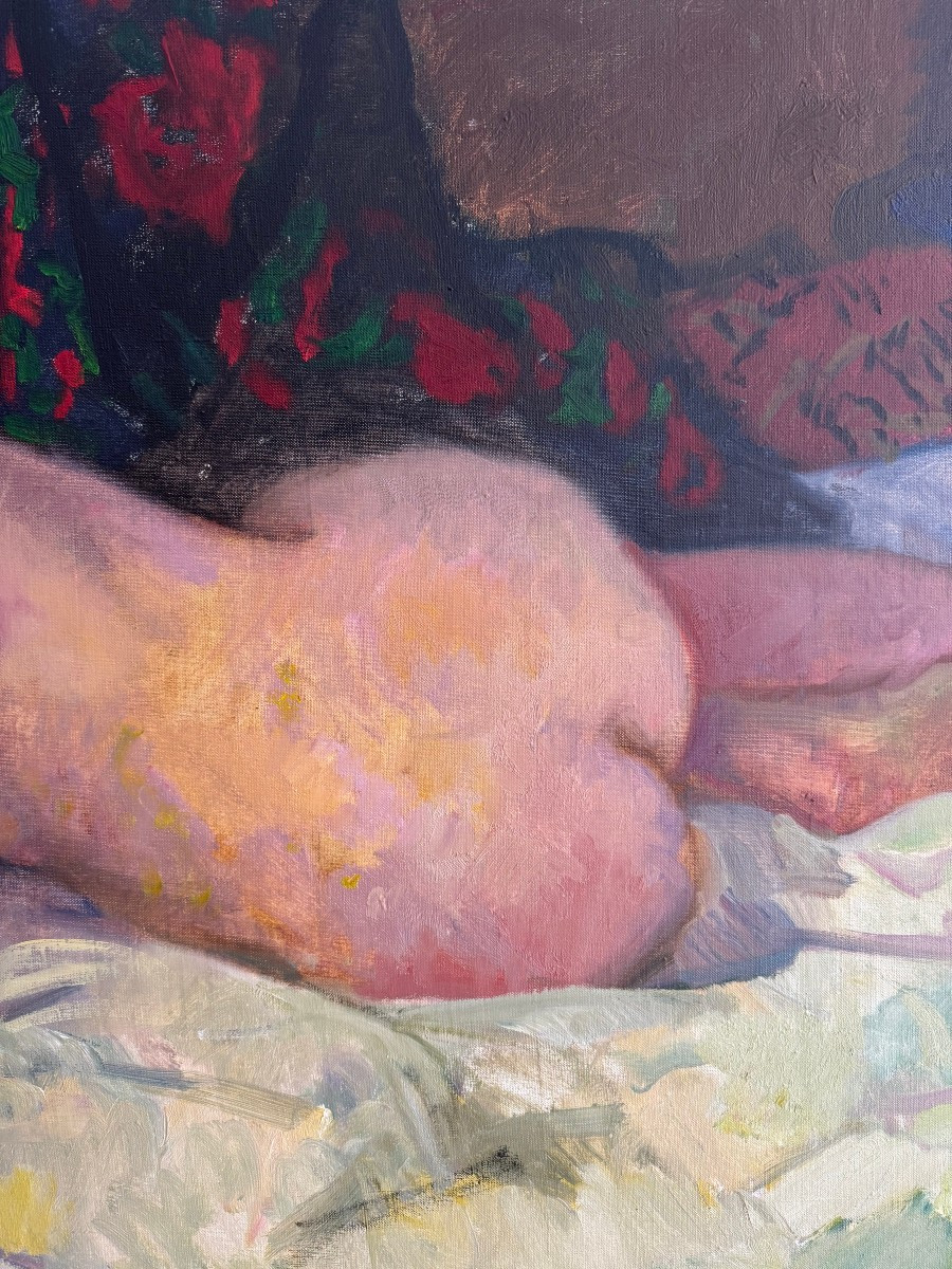 Aleksander Sedov (1928-2012) dipinto olio su tela raffigurante nudo di donna-photo-1