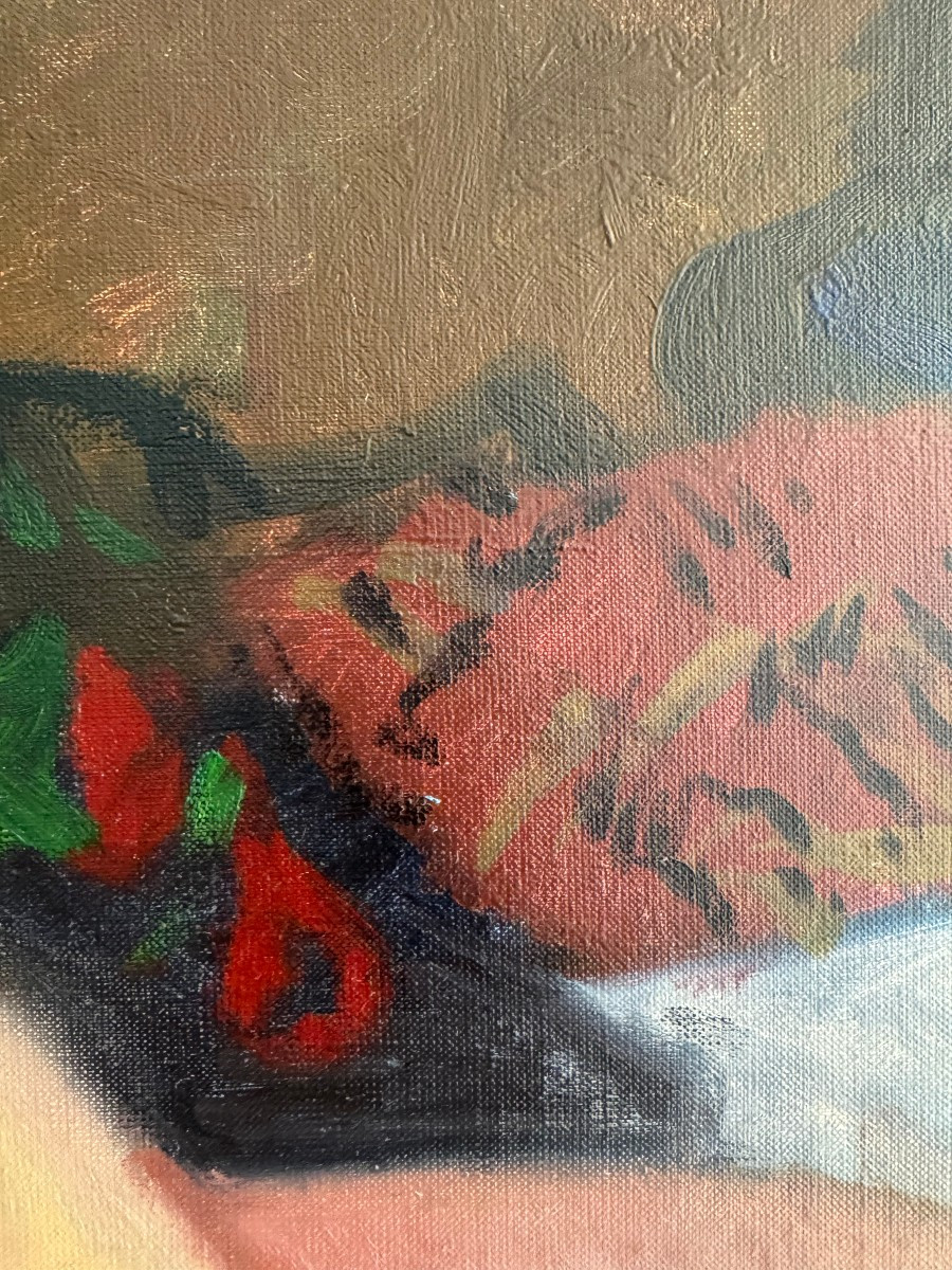 Aleksander Sedov (1928-2012) dipinto olio su tela raffigurante nudo di donna-photo-6