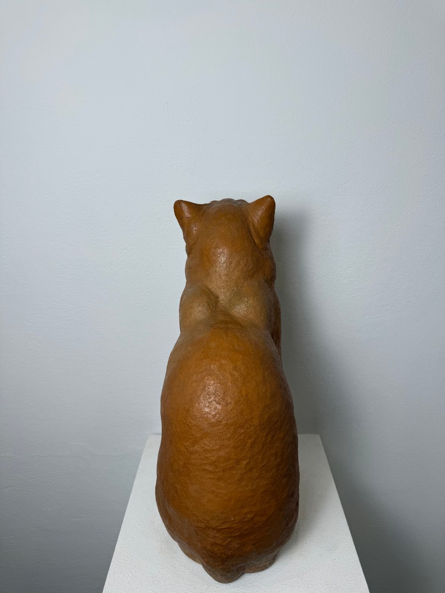 Scultura Gatto seduto in terracotta-XIX secolo. Montelupo Fiorentino, Toscana -photo-8