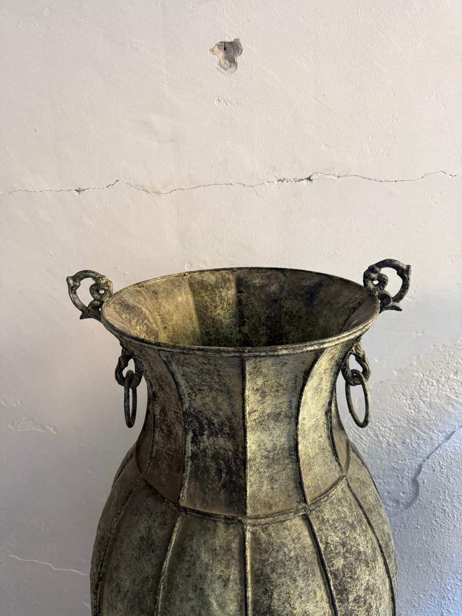Coppia di anfore ornamentali in rame - XX secolo-photo-3