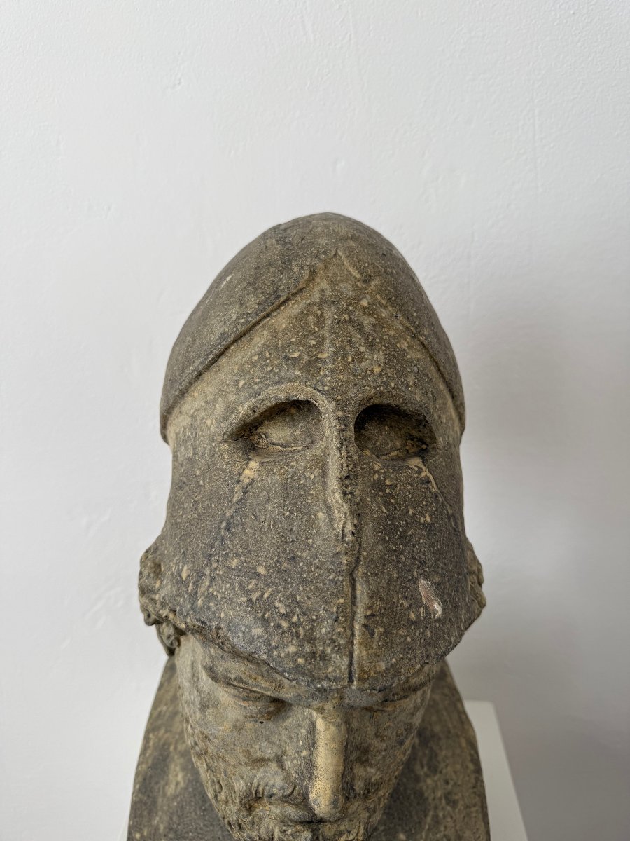Scultura raffigurante mezzo busto di Pericle in polvere di pietra - inizio XX secolo. Italia-photo-3