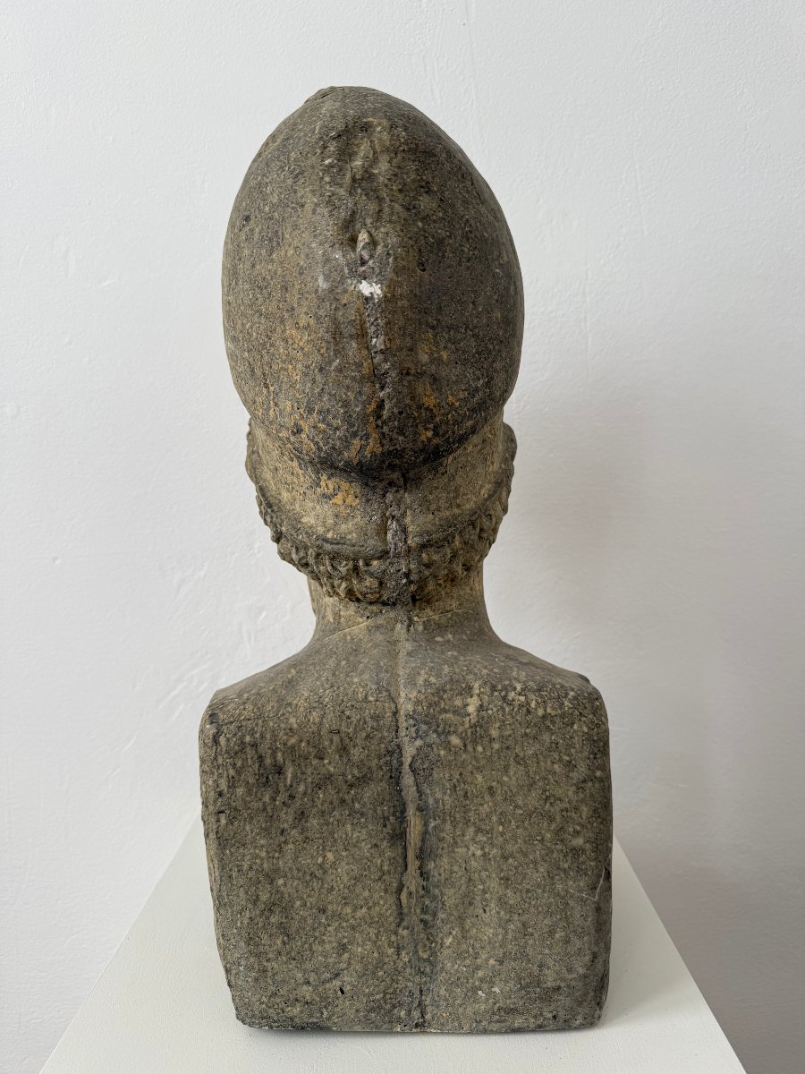 Scultura raffigurante mezzo busto di Pericle in polvere di pietra - inizio XX secolo. Italia-photo-7