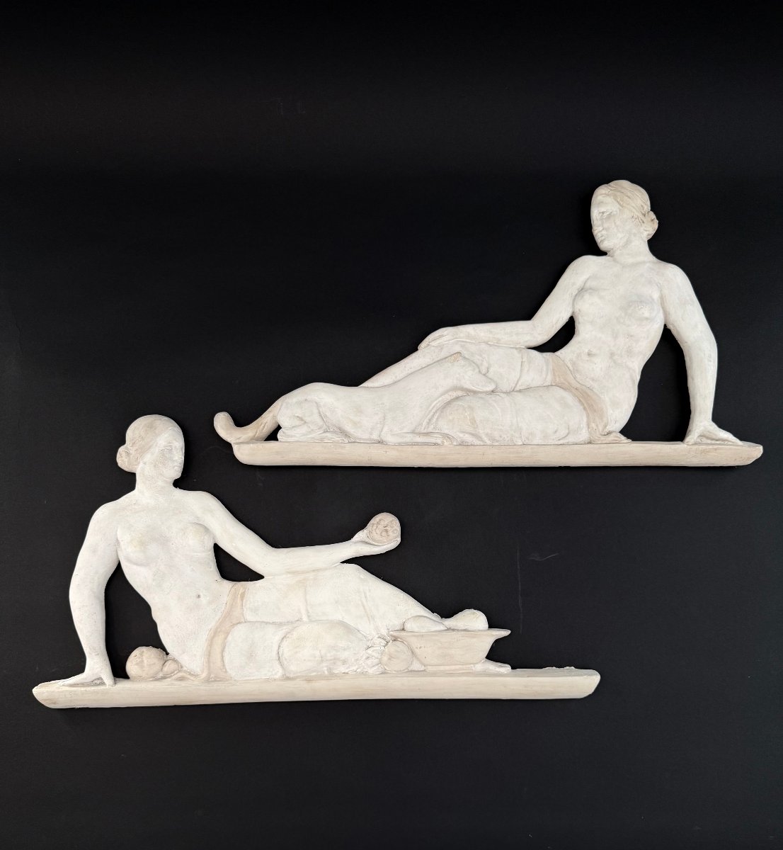 Coppia di stucchi raffiguranti figure femminili - inizi XX secolo. Italia -photo-2