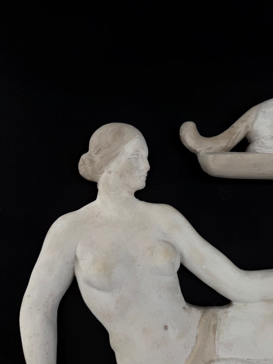 Coppia di stucchi raffiguranti figure femminili - inizi XX secolo. Italia -photo-3