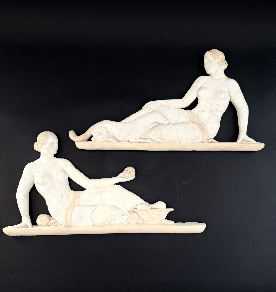 Coppia di stucchi raffiguranti figure femminili - inizi XX secolo. Italia -photo-7