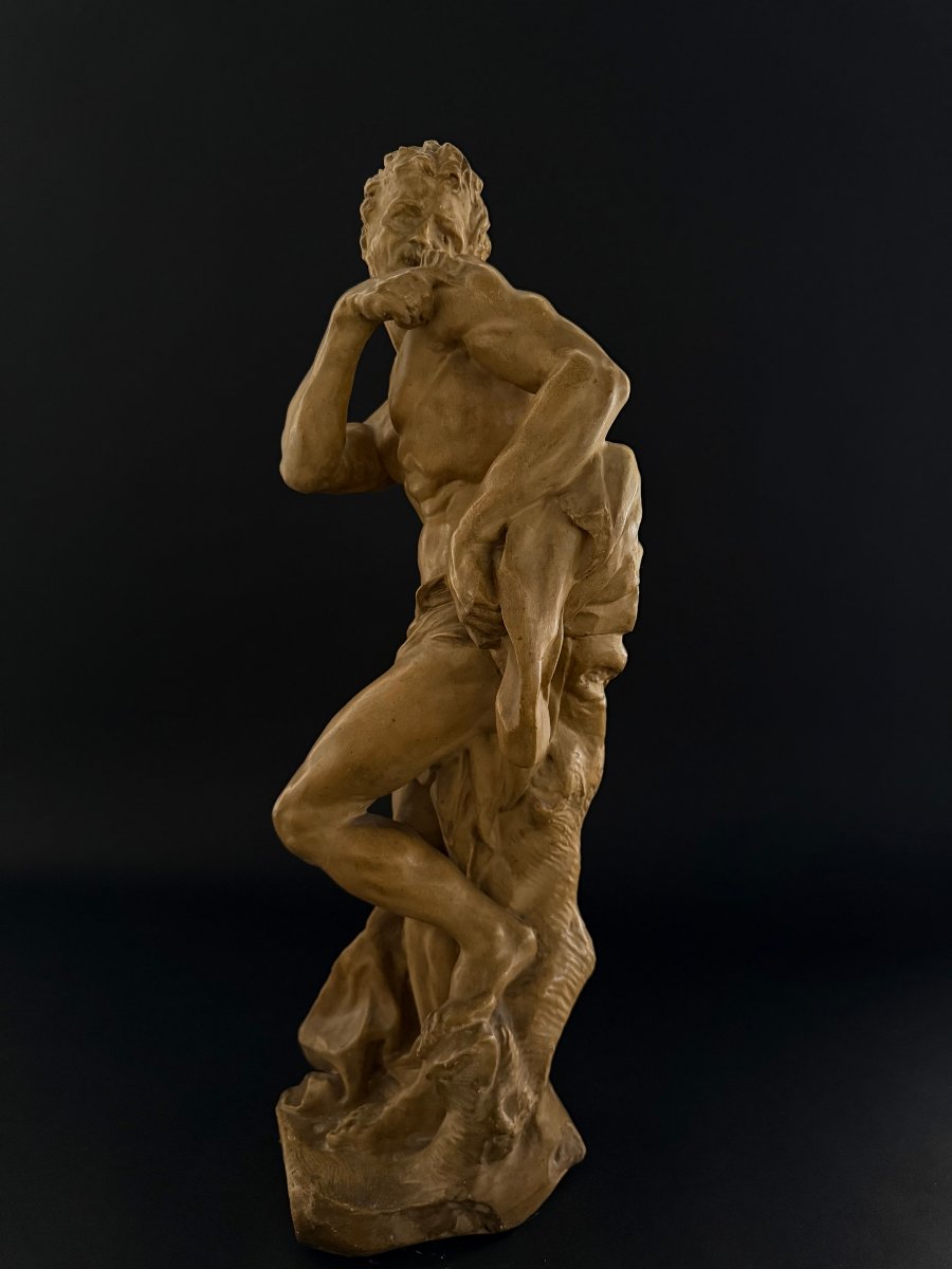 Scultura raffigurante fauno in stucco - XX secolo-photo-2