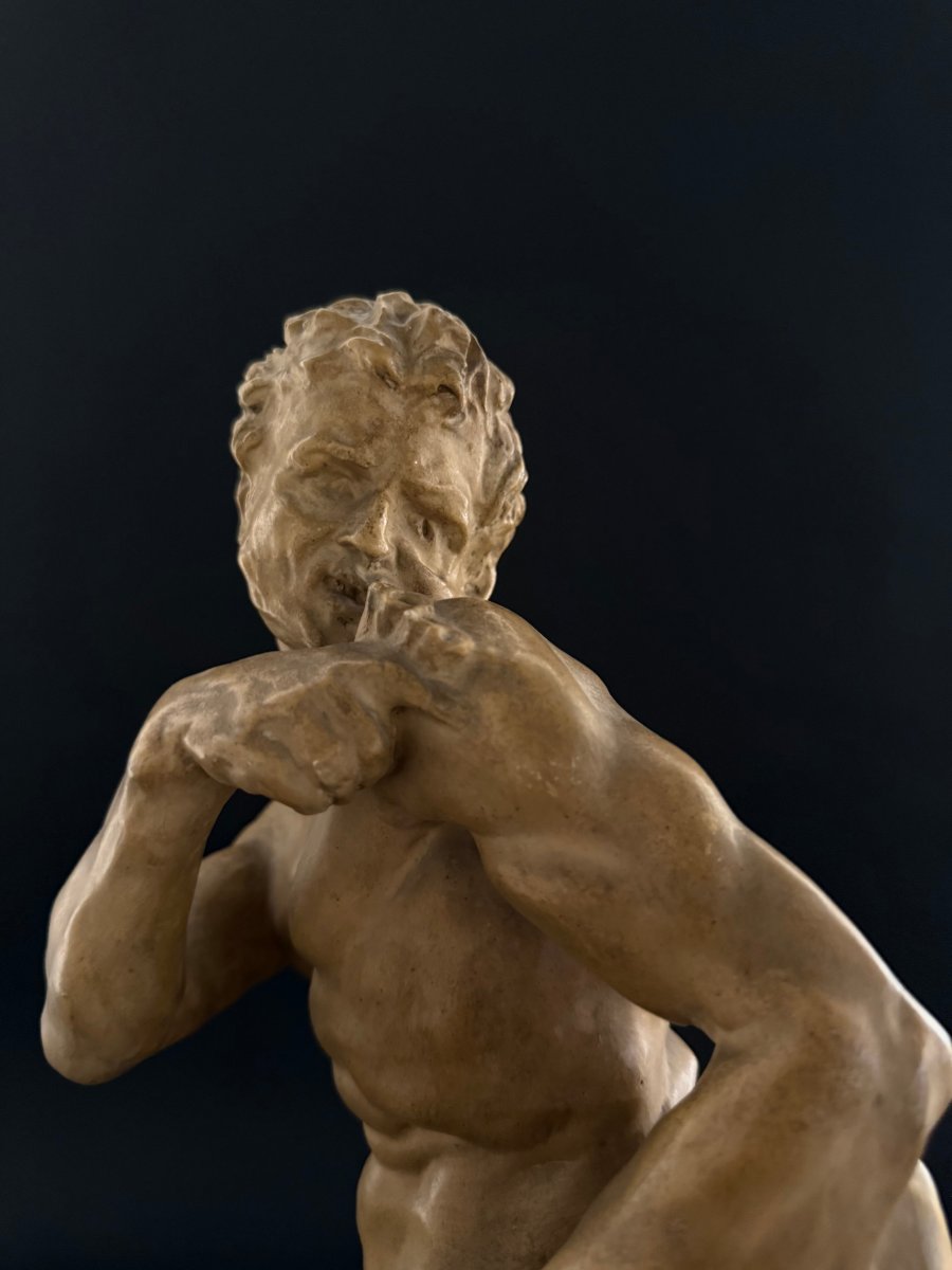 Scultura raffigurante fauno in stucco - XX secolo-photo-3