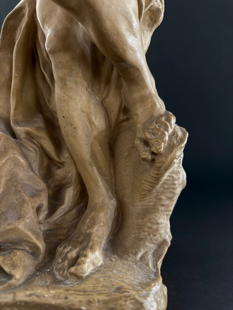 Scultura raffigurante fauno in stucco - XX secolo-photo-6