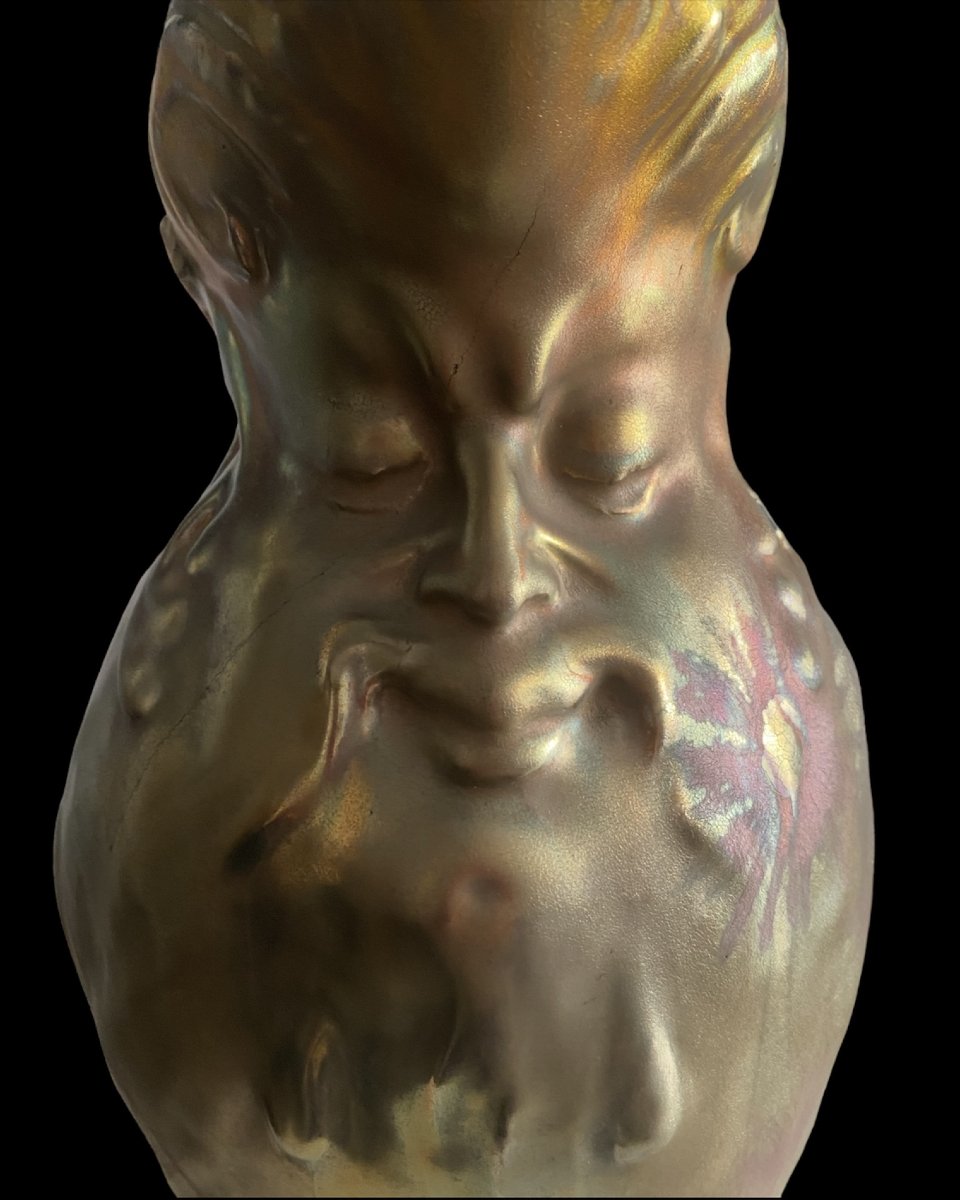  Delphin Massier -  brocca in ceramica con smalto a lustro metallico - fine XIX  secolo-photo-2