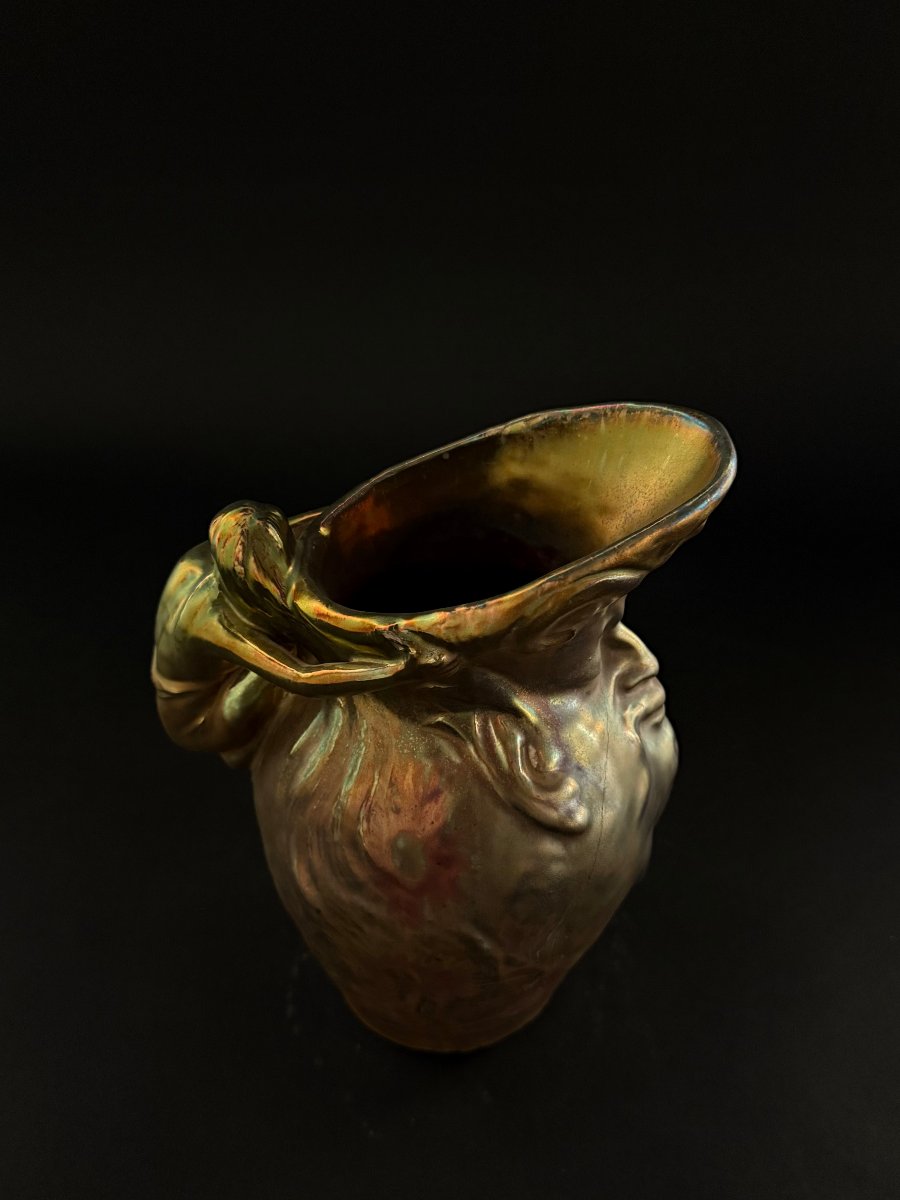  Delphin Massier -  brocca in ceramica con smalto a lustro metallico - fine XIX  secolo-photo-5