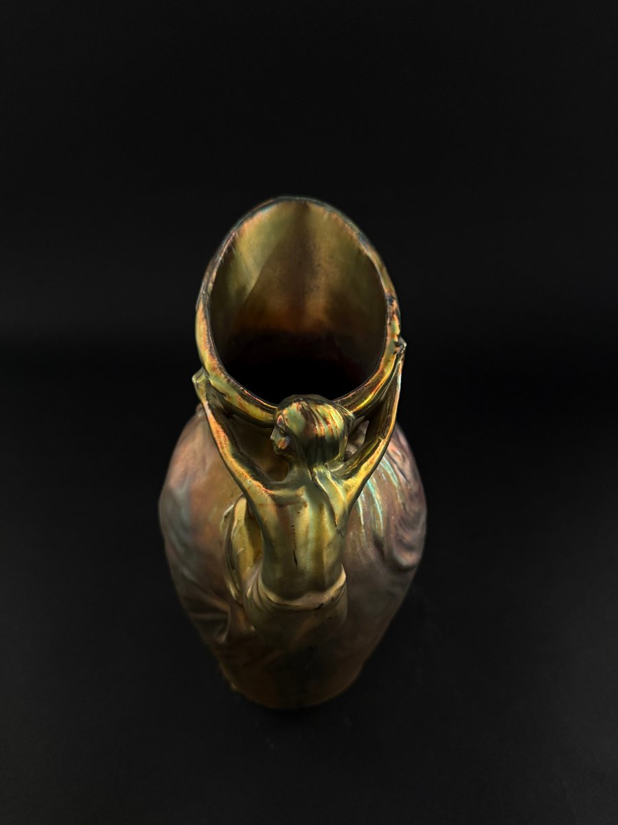  Delphin Massier -  brocca in ceramica con smalto a lustro metallico - fine XIX  secolo-photo-7