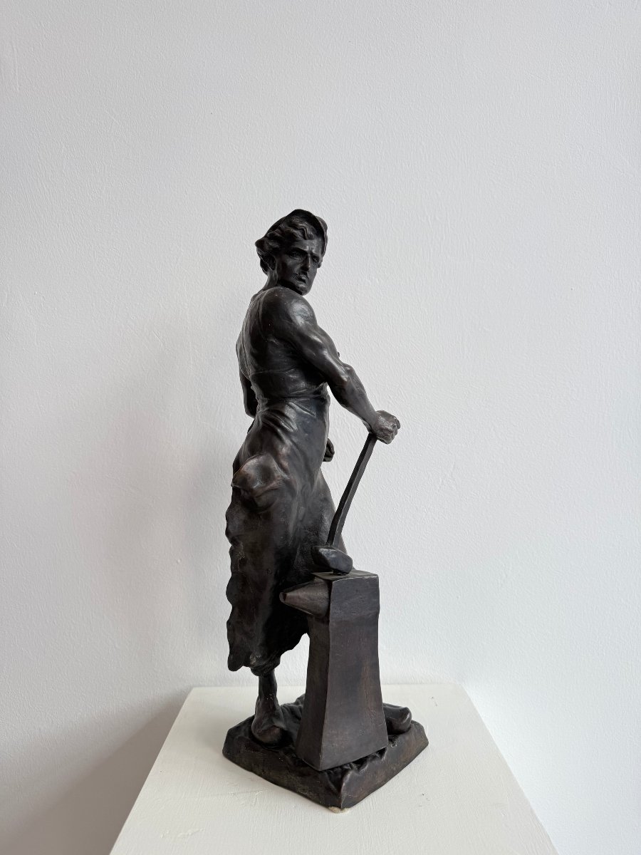 Scultura raffigurante fabbro in bronzo - XIX secolo.  Francia-photo-2