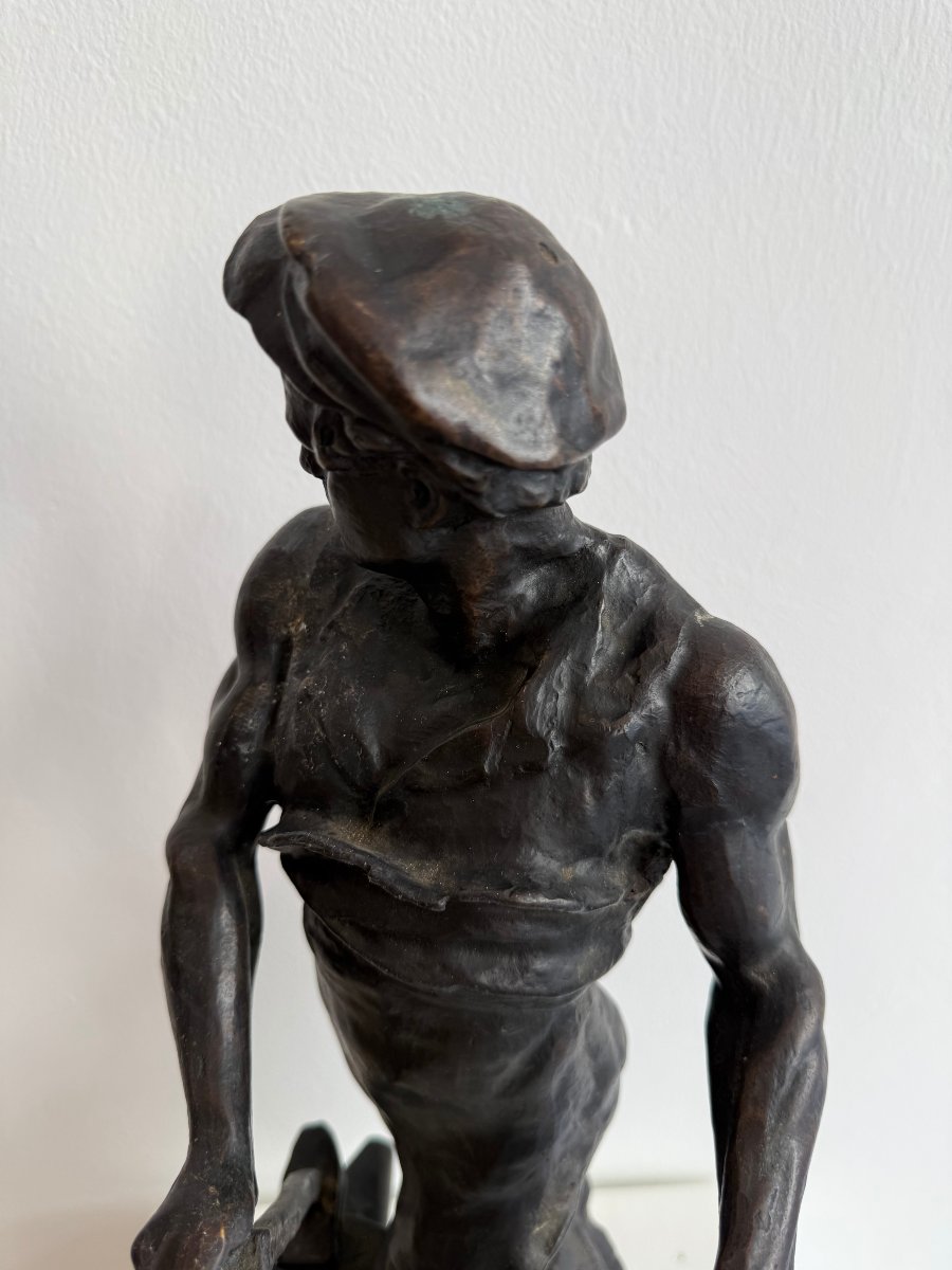 Scultura raffigurante fabbro in bronzo - XIX secolo.  Francia-photo-2
