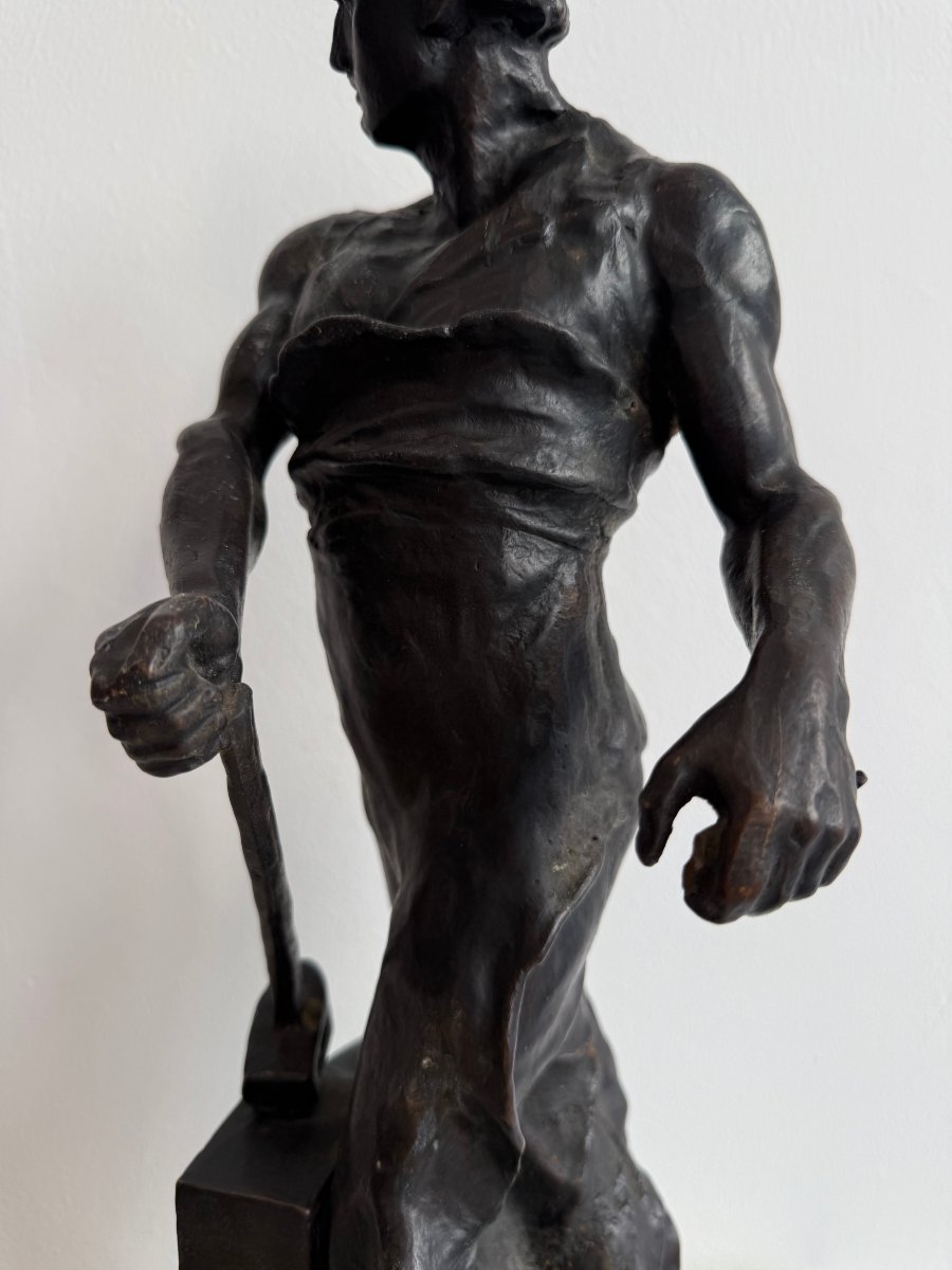 Scultura raffigurante fabbro in bronzo - XIX secolo.  Francia-photo-3