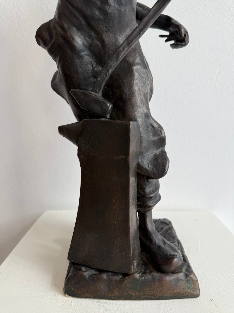Scultura raffigurante fabbro in bronzo - XIX secolo.  Francia-photo-6