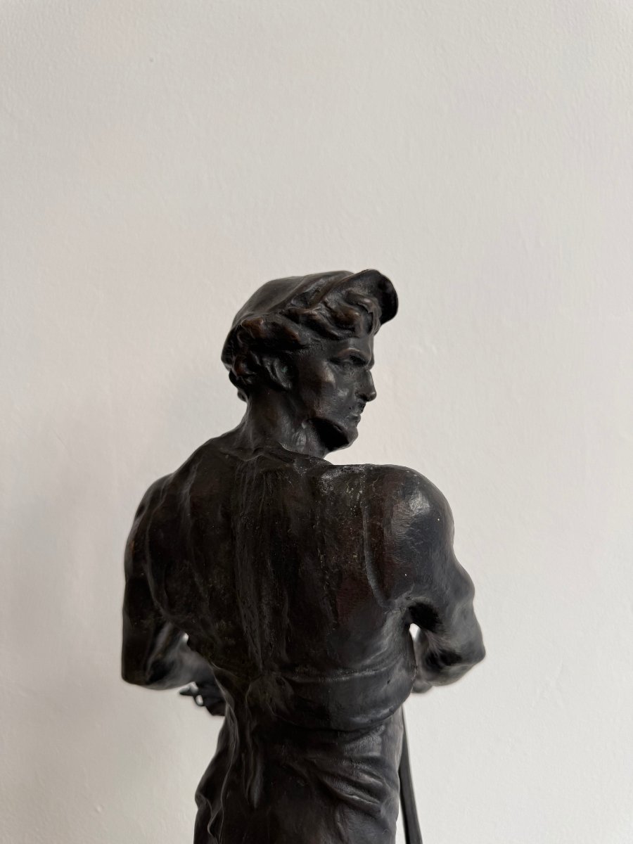 Scultura raffigurante fabbro in bronzo - XIX secolo.  Francia-photo-1