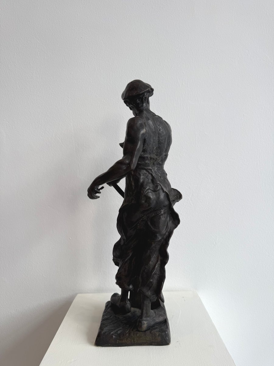 Scultura raffigurante fabbro in bronzo - XIX secolo.  Francia-photo-4